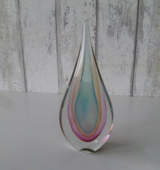 Presse Papier Glas - Glazen Sculptuur platte druppel - Glasobject - Ornament...