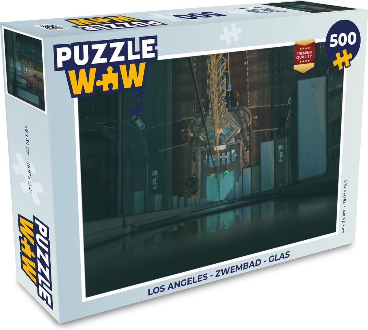 Afbeelding van product PuzzleWow  Puzzel Los Angeles - Zwembad - Glas - Legpuzzel - Puzzel 500 stukjes