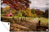 Muurdecoratie Boerderij - Herfst - Hek - 180x120 cm - Tuinposter - Tuindoek - Buitenposter