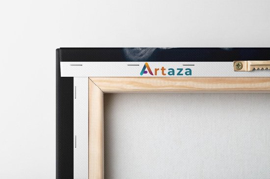 Artaza Peinture Sur Toile Tête De Tigre Aux Yeux Bleus - Zwart Wit - 30x30 - Klein - Photo Sur Toile - Impression Sur Toile