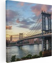 Artaza Canvas Schilderij Manhattan Bridge Brug In New York - 30x30 - Klein - Foto Op Canvas - Canvas Print