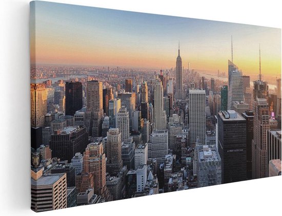 Artaza Canvas Schilderij New York Skyline Met Wolkenkrabbers - 100x50 - Groot - Foto Op Canvas - Canvas Print