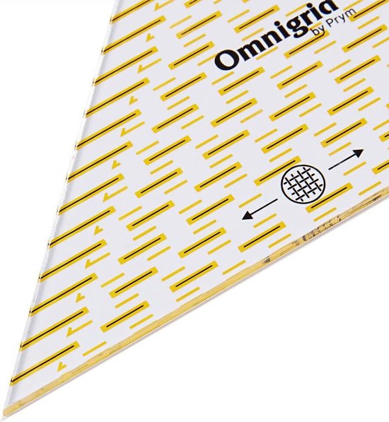 Prym Omnigrid Patchworkliniaal – Vierkant 20 X 20 Cm, Transparant Met Gele En Zwarte Markeringen, Voor Stof En Papier