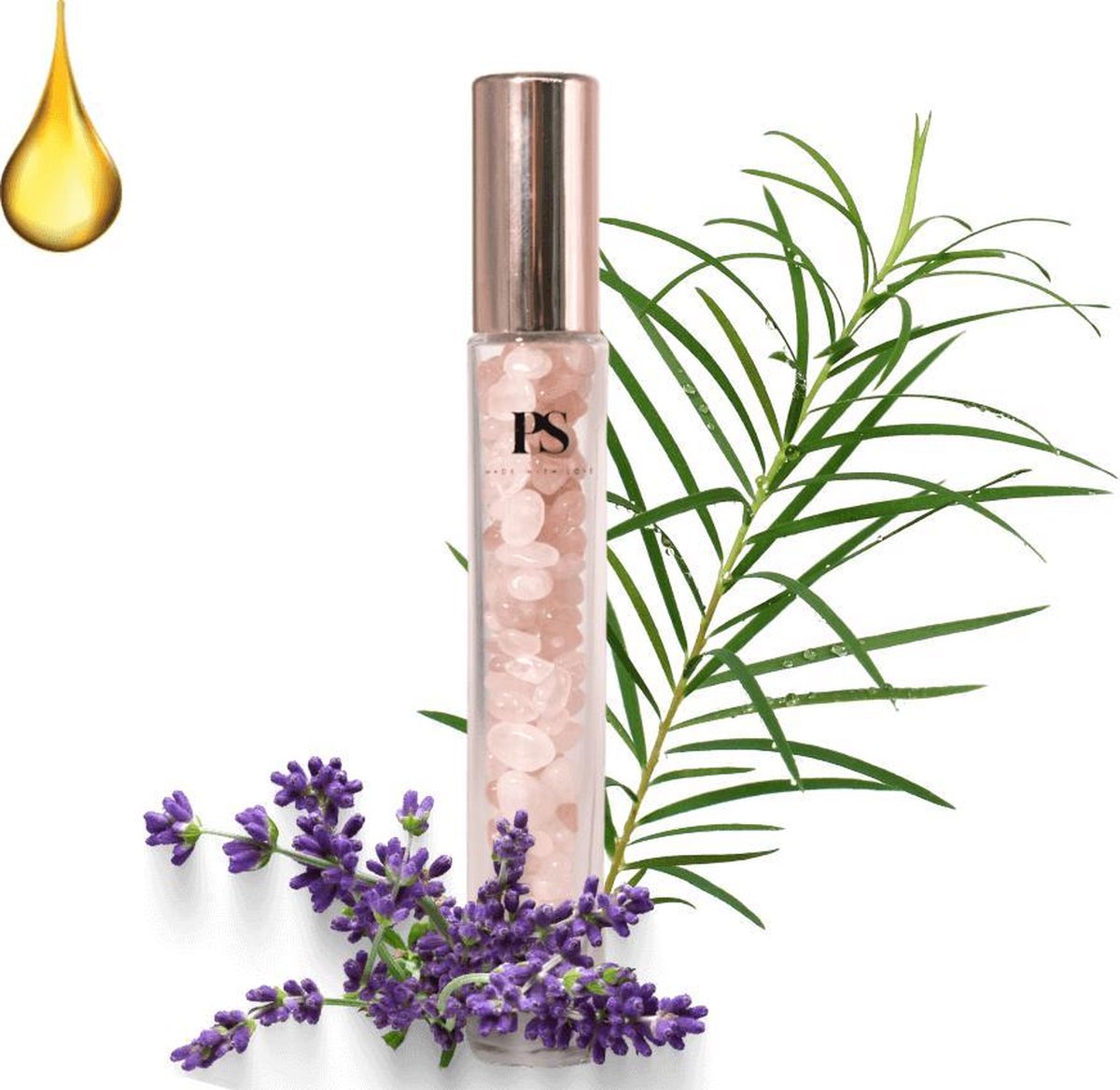 Goedkoopste Positivity Shop™ - Etherische Olie Roller Edelsteen - Rozenkwarts - 15 ml - Aromatherapie - Gratitude - Edelsteen Rollerbal