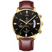 NIBOSI Horloges voor mannen - Luxe Bruin/Goud/Zwart Design - Heren Horloge - Ø42