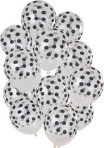 Ballons Dots Zwart Transparent 30 cm - 15 pièces