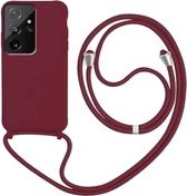 Samsung Galaxy A51 Hoesje Bordeaux Rood - Siliconen Back Cover met Koord