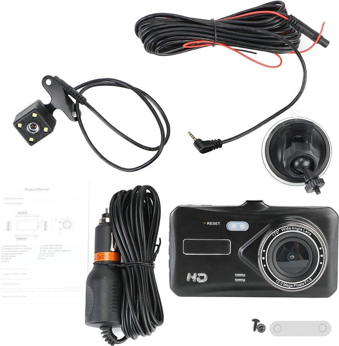 DrPhone DC7 Auto Dashcam Voor en Achter - Video Recorder FHD 1080p- 4 Inch Touchscreen - Loop Opname - G-sensor - 170 ° Groothoek – Nachtzicht (WDR)- Bewegingsdetectie – foto 4