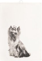 Hond dieren keukenhanddoek - 50x70 cm - Yorkshire - Wit