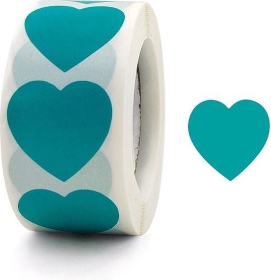 Sluitsticker - Sluitzegel – Aqua Blauw / Turquoise - hart - hartje | Trouwkaart - Geboortekaart - Envelop | Harten | Envelop stickers | Cadeau - Gift - Cadeauzakje - Traktatie | Chique inpakken | Huwelijk - Babyshower – Kraamfeest | DH Collection