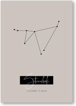 MOODZ design | Sterrenbeeldposter Steenbok | A3 formaat | beige/zand kleur | naturel