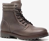 TwoDay leren dames veterboots - Grijs - Maat 37