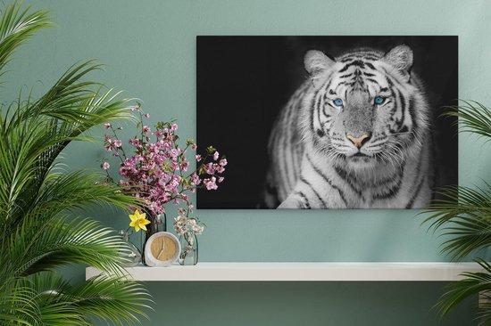 Artaza - Peinture sur toile - Tigre aux yeux bleus - Zwart Wit - 30 x 20 - Klein - Photo sur toile - Impression sur toile