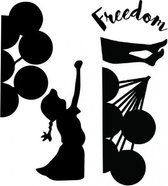 muursticker Freedom 50 x 20 cm vinyl zwart 5-delig