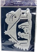 raamsticker kerststal 32 x 40 cm wit