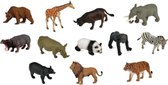 Wilde dieren set mini 12 stuks 5 cm