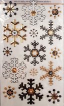 stickers sneeuwvlokken 47,5 x 24,5 cm PVC goud/zilver/zwart