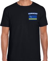 Curacao t-shirt met vlag zwart op borst voor heren - Curacao landen shirt - supporter kleding M