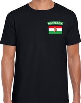 Hungary t-shirt met vlag zwart op borst voor heren - Hongarije landen shirt - supporter kleding S