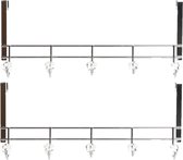 2x stuks deurhangers kapstok zilver met 5 kristal haken 47 cm - Badkamer/slaapkamer kapstok - Deurkapstokken