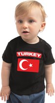 Turkey baby shirt met vlag zwart jongens en meisjes - Kraamcadeau - Babykleding - Turkije landen t-shirt 80