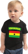 Ghana baby shirt met vlag zwart jongens en meisjes - Kraamcadeau - Babykleding - Ghana landen t-shirt 74