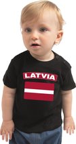 Latvia baby shirt met vlag zwart jongens en meisjes - Kraamcadeau - Babykleding - Letland landen t-shirt 68 (3-6 maanden)