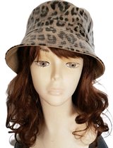 Mooie Dames bucket Hat luipaardprint - Dames Regenhoed glanzend| Dubbelzijdig - Leopard vlekken, Light - One Size Dames hoed omkeerbaar - Mooie regenhoed dubbelzijdig- Opvouwbaar e