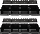 magazijnbakken 16,5 x 10,3 cm zwart 10-delig