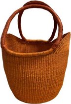 Rieten Boodschappenmand - Shopper - Oranje Effen - Bolgamand uit Ghana - Fairtrade