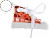 sleutelhanger gymschoen glitter 7 cm rood