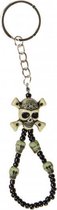 sleutelhanger doodskop jongens 8 cm zwart/beige