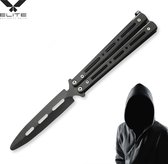 ELITE butterfly knife® -  vlindermes trainer (BOT) inclusief gereedschapsset en opberghoes roestvrij staal balisong Zwart