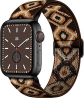 YONO Nylon Stretch Bandje geschikt voor Apple Watch Series 8 7 6 5 4 3 2 1 - 42 / 44 / 45 / 49 mm - Azteca Bruin