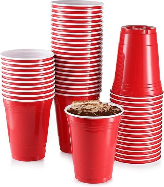 Red cups - 50stuk(s) - 475ml - Party Cups  - Drankspel - Beerpong Bekers - Beerpong - Plastic Bekers