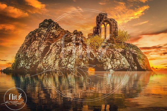 Production néerlandaise complète! │ Peinture de diamants │ Sunset Sky Rock dans la mer │ Taille 90 x 60 cm │ Paquet de Peinture de diamants Mature │ Flitzz complète │ Carré │ Complet │ Peinture de diamants Flitzz