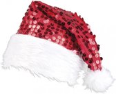 kerstmuts pailletten polyester rood one-size