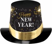 hoed Happy New Year 29,7,2 cm papier zwart/wit/goud