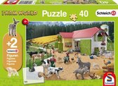 legpuzzel Farm World junior karton groen 40 stukjes