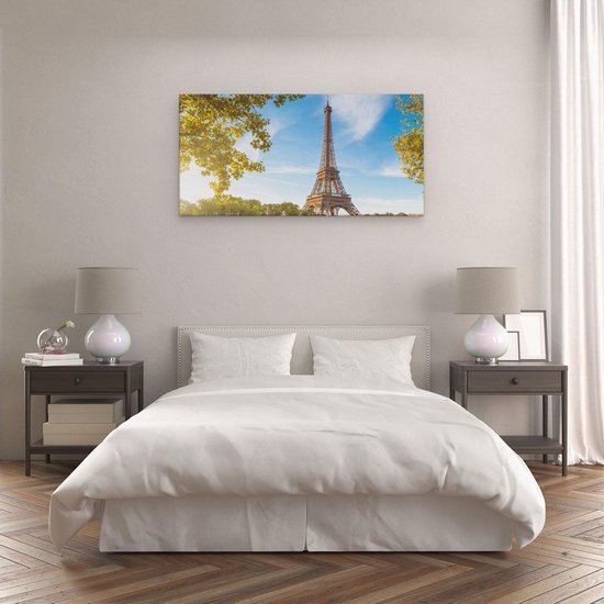 Artaza Tableau sur toile Tour Eiffel à Paris sur l' Water - 120x60 - Groot - Photo sur toile - Impression sur toile