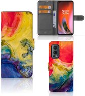 GSM Hoesje OnePlus Nord 2 5G Wallet Book Case Watercolor Dark