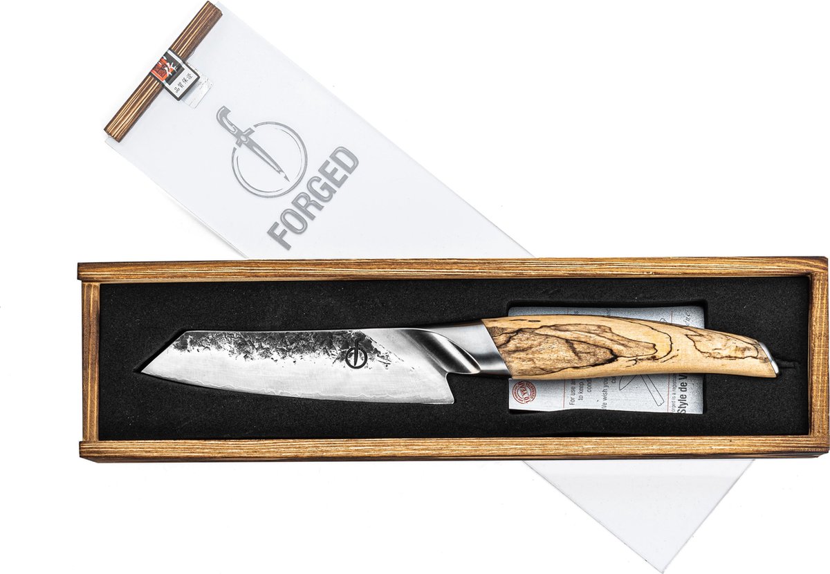 Forged Katai Santokumes 14cm - VG10 Staal - In Houten Giftbox