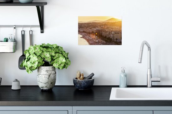 Vue aérienne de Nice au coucher du soleil en France Poster 30x20 cm - petit - Tirage photo sur Poster (décoration murale salon / chambre) / Poster Villes européennes