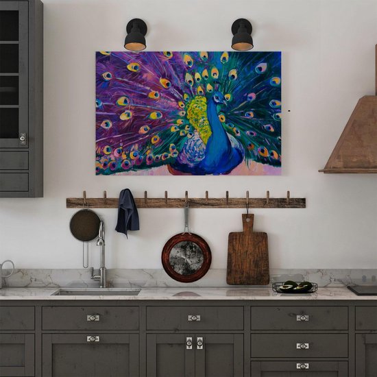 Artaza - Peinture Sur Toile - Paon Aux Ressorts De L'huile - Abstrait - 60x40 - Photo Sur Toile - Impression Sur Toile