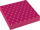 servetten hartjes 33 x 33 cm roze/wit