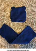 Sarlini muts + sjaal navy 1-2 jaar