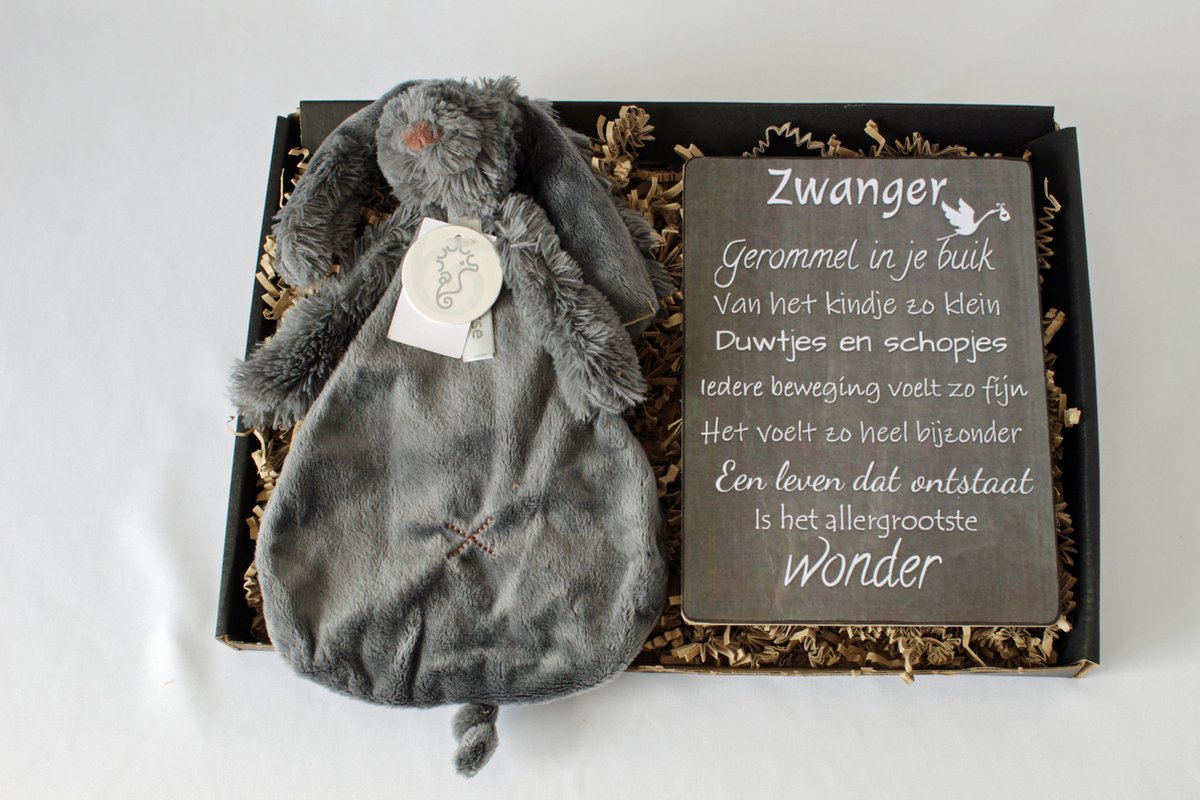 Goedkoopste Brievenbus cadeau Richie Rabbit Dark Grey -Happy horse - cadeau zwangerschap - kraamcadeau - cadeau baby