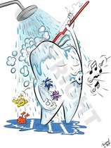 POSTER Cartoon - Dentiste, Hygiéniste dentaire, Orthodontiste - Épilation à la cire molaire - 42 x 59,4 cm (A2) par Roland Hols