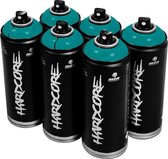 MTN Hardcore Mururoa Blue - blauwe spuitverf - 6 stuks - 400ml hoge druk en glossy afwerking