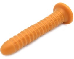 Gold Play - Soft Liquid Siliconen Anaal Dildo Ribbed - Goud M